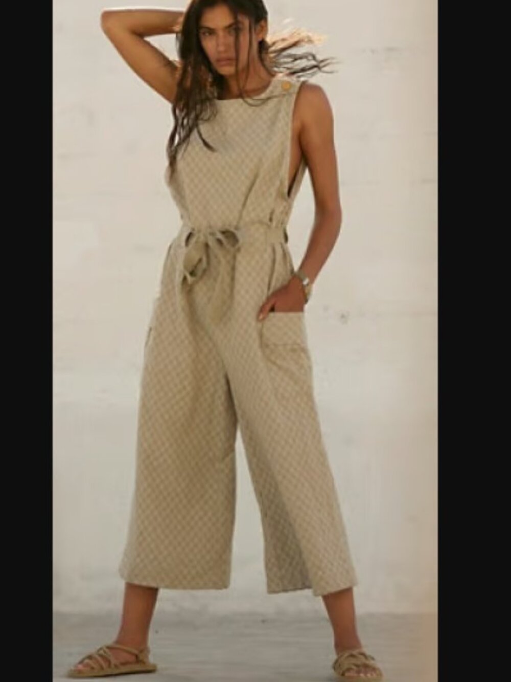 Free People She's A Catch Jumpsuit in Saltwater Khaki